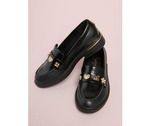 Lipsy Mocassini slip-on da scuola con ciondolo a farfalla in vernice Lipsy uk3eu355 Nero
