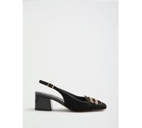 Lipsy Scarpe scollate con tacco medio e punta quadrata, modello slingback, con dettaglio spilla Lipsy, cinturino posteriore e tacco a blocco medio. eu37 Nero