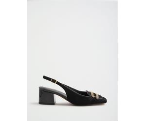 Lipsy Scarpe scollate con tacco medio e punta quadrata, modello slingback, con dettaglio spilla Lipsy, cinturino posteriore e tacco a blocco medio. eu39 Nero
