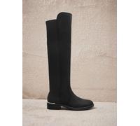 Lipsy Stivali da equitazione casual alti al ginocchio in Pelle scamosciata sintetica con elastico in vita Nero