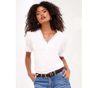 Lipsy Top in jersey con scollo a V e bottoni a vista Lipsy 42 Bianco