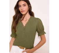 Lipsy Top in jersey con scollo a V e bottoni a vista Lipsy 46 verde