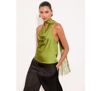Lipsy Top in raso con dettaglio a sciarpa e Collo ad anello Lipsy 44 verde