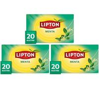 Lipton alla Menta, infuso naturalmente senza caffeina, Infusi alla frutta ed erbe, Confezionati singolarmente, 60 filtri (3 confezioni da 20 filtri)