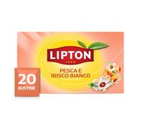 Lipton alla Pesca e Ibisco bianco, infuso naturalmente senza caffeina, Infusi alla frutta e alle erbe, Confezionati singolarmente, 20 filtri