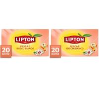 Lipton alla Pesca e Ibisco bianco, infuso naturalmente senza caffeina, Infusi alla frutta e alle erbe, Confezionati singolarmente, 20 filtri (Confezione da 2)
