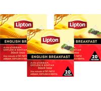 Lipton Discovery Collection English Breakfast, Confezione da 3 Pacchetti, 20 Bustine per Pacchetto