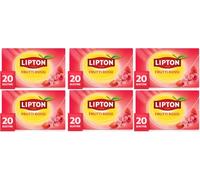 Lipton Frutti Rossi, infuso naturalmente senza caffeina, Infusi alla frutta ed erbe, Confezionati singolarmente, 120 filtri (6 confezioni da 20 filtri)