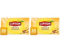 Lipton Limone e Zenzero, infuso naturalmente senza caffeina, Infusi alla frutta e alle erbe, Confezionati singolarmente, 20 filtri (Confezione da 2)