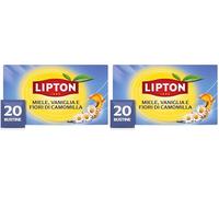 Lipton Miele, Vaniglia e fiori di Camomilla, infuso naturalmente senza caffeina, Infusi alla frutta e alle erbe, Confezionati singolarmente, 20 filtri (Confezione da 2)