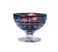 LiQENT-149 Bicchiere da bicchiere Coppette da dessert in vetro goffrato vintage, ciotole gelato in con piedini colorati 225 ml for, zuppa inglese, frutta, insalata(Blue)