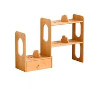 LiQENT-149 Libreria ad Angolo Scaffale da scrivania Regolabile in bambù, Organizer, ripiano espositivo, Piattaforme appoggio