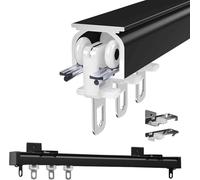 LIQONWAG Binari per Tende da Soffitto, Montaggio a Soffitto o a Parete per Finestre e Tende Divisorie, Binario per Tende in Alluminio da 50, 100, 200, 350, 400 Cm, Binario per Tende con Guide/Black/60