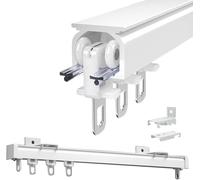 LIQONWAG Binari per Tende da Soffitto, Montaggio a Soffitto o a Parete per Finestre e Tende Divisorie, Binario per Tende in Alluminio da 50, 100, 200, 350, 400 Cm, Binario per Tende con Guide/White/10