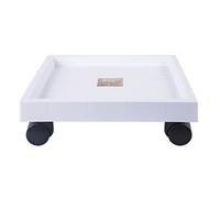 LIQONWAG Carrello Portavasi Quadrato in Plastica per Piante, con Ruote, per Vasi da Giardino e Sottovasi, con Serbatoio D'Acqua./White/59Cm