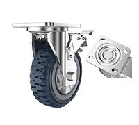 LIQONWAG Ruota Girevole per Carichi Pesanti, Confezida 1, Ruota Girevole per Trasporto Industriale, Ruota Girevole in Gomma Antiscivolo, Tipo Fuoristrada, Una Ruota Portante 450 Kg/Withbrake/4In