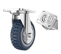 LIQONWAG Ruota Girevole per Carichi Pesanti, Confezida 1, Ruota Girevole per Trasporto Industriale, Ruota Girevole in Gomma Antiscivolo, Tipo Fuoristrada, Una Ruota Portante 450 Kg/Rotating/4In