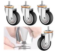 LIQONWAG Ruote Girevoli con Doppio Freno Di Bloccaggio - Confezida 4, Attacco Filettato M10 M12, Ruote Di Ricambio per Mobili/Swivel/75Mm-B