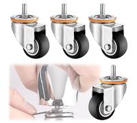 LIQONWAG Ruote Girevoli con Doppio Freno Di Bloccaggio - Confezida 4, Attacco Filettato M10 M12, Ruote Di Ricambio per Mobili/Swivel/6.3Cm-B