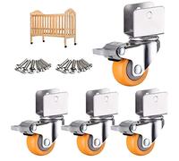 LIQONWAG Ruote Girevoli da 1,5 Pollici e 38 Mm, Ruote Girevoli per Mobili con Staffa a U, Ruote Girevoli in Nylon Adatte per Culle e Letti, Ruote Girevoli Universali con Morsetto a U e Rotazia 360°, 4