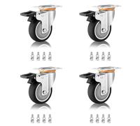 LIQONWAG Ruote Girevoli Di Ricambio per Impieghi Gravosi - Confezida 4, 3 Ruote Girevoli in Gomma Termoplastica con Doppio Bloccaggio, per Carrelli e Mobili./Brake+Brake/125Mm/5In