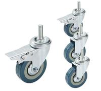 LIQONWAG Ruote Girevoli Filettate da 65/75 Mm, 4 Ruote Girevoli Silenziose con Freno, M10 M12, Ogni Ruota Può Sopportare 80 Kg, Antiusura, Ruote con Bloccaggio Di Sicurezza, per Mobili, Banco da Lavor