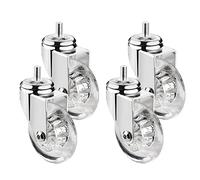 LIQONWAG Ruote Girevoli per Mobili, Set da 4, Ruote in Gomma Pu Trasparente, Ruote Girevoli Senza Freno, Ruote Di Ricambio per Carrelli e Letti/4 Swivel/2In-M10*15Mm