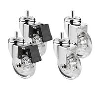 LIQONWAG Ruote Girevoli per Mobili, Set da 4, Ruote in Gomma Pu Trasparente, Ruote Girevoli Senza Freno, Ruote Di Ricambio per Carrelli e Letti/2 Braked+2 Swivel/3In-M10*15Mm