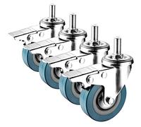 LIQONWAG Ruote Girevoli, Set da 4 - Doppio Bloccaggio, Attacco Filettato M10/M12, 2,5/3 Pollici, Assorbimento Silenzioso, Ruota Di Ricambio/Brake/65Mm(2.5In) M10