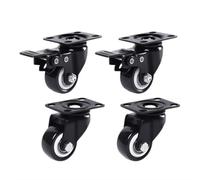 LIQONWAG Ruote Girevoli, Set Di 4 Ruote Universali Resistenti, Ruote Girevoli Silenziose con Puleggia Frenante, Ruote per Mobili, Mobili per Uso Domestico/Black/1.5Inch