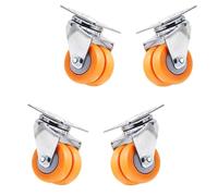LIQONWAG Ruote Girevoli Silenziose Universali a Doppia, Ruote Girevoli in Gomma, Puleggia per Mobili, Confezida 4 Pezzi./Orange/2Inch