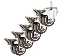 LIQONWAG Ruote per Sedia da Ufficio - Set da 5 da 2 Pollici, Attacco Di Montaggio M11X22 Mm, Ruote Di Ricambio in Gomma Tpe, Carico Massimo Di 440 Libbre, Ruote Silenziose a Doppia/Brake/2Inch (50Mm)