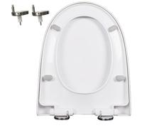 LIQONWAG Sedile Wc a Chiusura Lenta, Pp, Copriwater a Forma Di V/O/D/U, Coperchio e Sedile Wc a Chiusura Silenziosa, Cerniera Regolabile a 360°, Sgancio Rapido con un Clic, Facile da Pulire, Bianco/47
