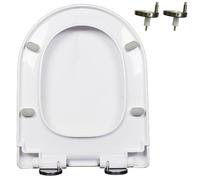 LIQONWAG Sedile Wc a D/U con Chiusura Lenta, Cerniera Regolabile a 360° e Sgancio Rapido con un Clic per Una Facile Installazie Pulizia, Non Si Allenta Mai, Materiale Pp, Bianco/45 * 35Cm