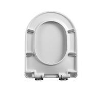 LIQONWAG Sedile Wc a Forma Di D con Chiusura Ammortizzata, Sedile Wc a Forma Di D Bianco con Sgancio Rapido, Sedile Wc Antiscivolo Fisso, Pp, a Forma Di D 36 * 45 cm