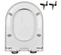 LIQONWAG Sedile Wc a Forma Di D/U, Coperchio e Sedile Wc a Chiusura Silenziosa, Sedile Wc a Chiusura Ammortizzata con Cerniera Regolabile a 360°, Sgancio Rapido con un Clic, Facile da Pulire, Bianco,