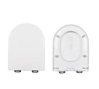LIQONWAG Sedile Wc a Forma Di D/U, Sedile Wc Silenzioso e a Chiusura Ammortizzata con Sgancio Rapido per Una Facile Pulizia, Copriwater Bianco, Cerniera in Metregolabile a 360°, Semplice Fissaggio Sup