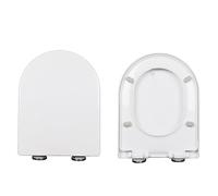 LIQONWAG Sedile Wc a Forma Di U, Sedili Wc a Chiusura Ammortizzata, Copriwater a Forma Di D con Cerniera Regolabile e Sgancio Rapido per Una Facile Installazie Pulizia, Coperchio Wc Bianco, Pp/33.5*42