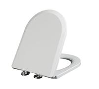 LIQONWAG Sedile Wc Bianco a Forma Di D con Chiusura Ammortizzata e Cerniera Regolabile, Sgancio Rapido, Copriwater Fisso Superiore, Coperchio per Wc da Bagno a Forma Di D/35.5 * 44