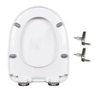 LIQONWAG Sedile Wc con Chiusura Ammortizzata, Coperchio Wc con Chiusura Silenziosa, Copriwater a Forma Di D/U con Cerniera a Sgancio Rapido e Regolabile per Una Facile Installazie Pulizia, Pp, Bianco,