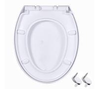 LIQONWAG Sedile Wc con Chiusura Ammortizzata e Sgancio Rapido - Coperchio Wc Bianco in Pp Spesso - Copriwater a Forma Di o con Chiusura Rallentata e Cerniere Regolabili, Facile da Installare e Pulire,