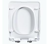 LIQONWAG Sedile Wc Quadrato, 35,5 X 45 Cm, con Chiusura Ammortizzata, Bianco, a Sgancio Rapido, Sedile Wc in Polipropilene per Bagni, Cerniera Regolabile a 360°, Fissaggio Superiore Semplice, Facile d