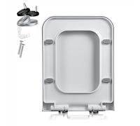 LIQONWAG Sedile Wc Quadrato con Chiusura Ammortizzata, Bianco, con Sgancio Rapido e Cerniere Regolabili per Una Facile Pulizia, Fissaggio Dall'Alto, Copriwater in Pp, Sedili Wc Rettangolari/04F
