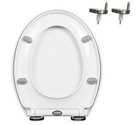 LIQONWAG Sedili Wc Ovali con Cerniera Regolabile, Sedile Wc con Chiusura Ammortizzata e Sgancio Rapido con un Clic per Una Facile Installazie Pulizia, Non Si Allentano Mai, Forma a O, Copriwater Bianc