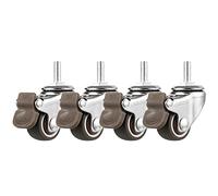 LIQONWAG Set Di 4 Ruote Girevoli con Perno Filettato, Ruote Mobili in Gomma Morbida, Ruote Lisce Antiusura, per Carrelli, Carrelli, Mobili, Carrelli a Mano, Banchi da Lavoro/Brake/Ø25Mm