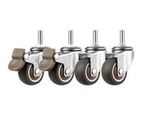 LIQONWAG Set Di 4 Ruote Girevoli con Perno Filettato, Ruote Mobili in Gomma Morbida, Ruote Lisce Antiusura, per Carrelli, Carrelli, Mobili, Carrelli a Mano, Banchi da Lavoro/Brake+Universal/Ø38Mm