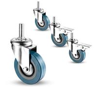 LIQONWAG Set Di 4 Ruote Girevoli, Ruote Girevoli a 360 Gradi, Ruote con Freno, Ruote in Pvc Antirumore, Ruote con Freno Di Sicurezza, Portata 80 Kg, Antitraccia, per Mobili e Carrelli da Banco./Swivel