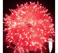 LIQS Christmas Twinkle String Lights,Luci Fatine Dell'albero di Natale USB con 2 Modalità Patio Esterno Della Festa di Nozze Della Camera da Letto Dell'interno (5M 50LED, Rosso)