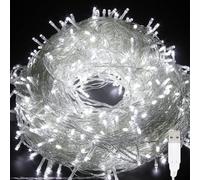 LIQS Christmas Twinkle String Lights,Luci Fatine Dell'albero di Natale USB con 2 Modalità Patio Esterno Della Festa di Nozze Della Camera da Letto Dell'interno (10M 80LED, Bianco)