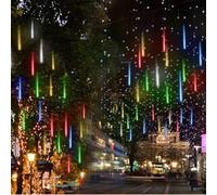 LIQS Solar Meteor Shower Lights, 30cm 8 Tubi LED Falling Raindrop Cascading Ice Fairy Lights, Luci Decorative Della Stringa Della Pioggia per la Decorazione (Multicolor)